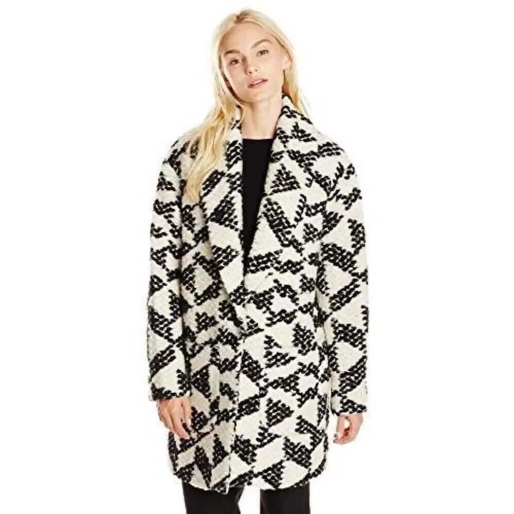 Scotch & Soda Geometric Wool Blend Cocoon Coat - Women’s Small